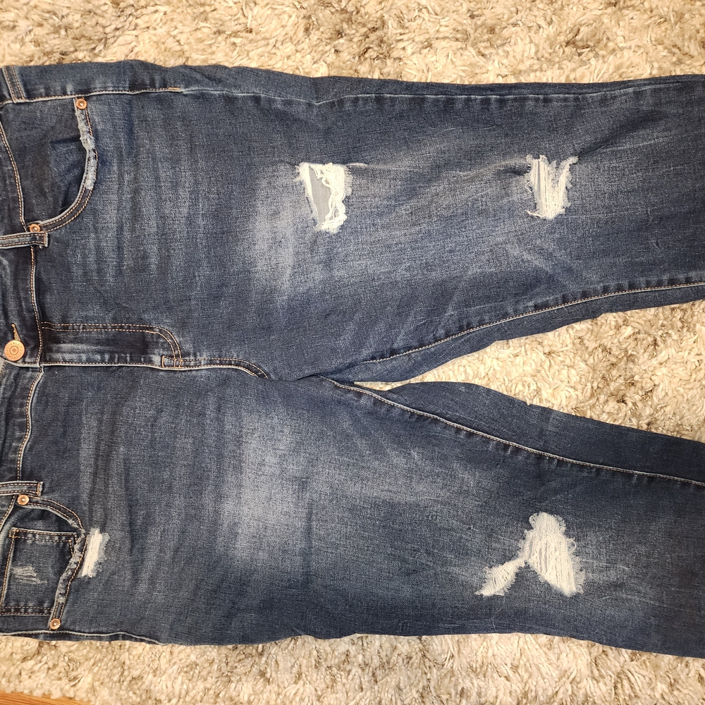 Distressed Blue Jeans